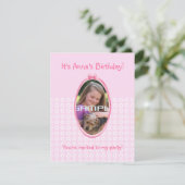 Uitnodiging voor verjaardagsfeest van een meisje u (Staand voorkant)