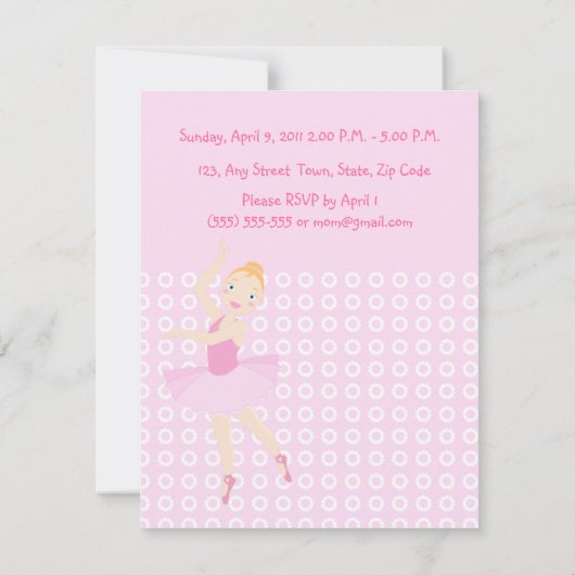 Uitnodiging voor verjaardagsfeest van een meisje u (Achterkant)