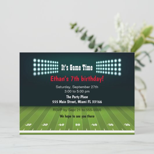 Uitnodiging voor verjaardagsfeest van het Amerikaa (Staand voorkant)