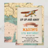 Uitnodiging voor verjaardagsfeest van het vliegtui (Voorkant / Achterkant)