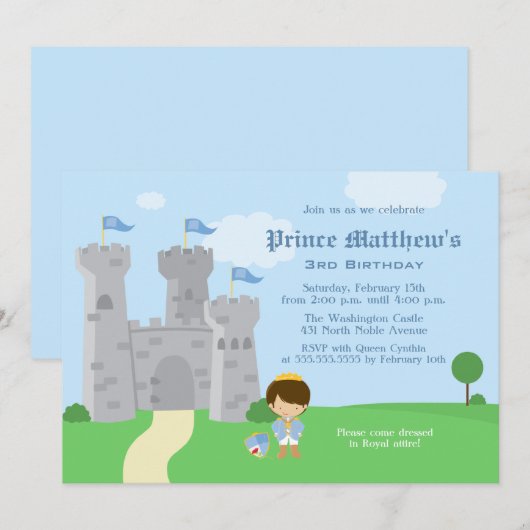 Uitnodiging voor verjaardagsfeest van koninklijke (Voorkant / Achterkant)