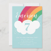 Uitnodiging voor verjaardagsfeest van regenboogwol (Voorkant)