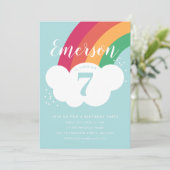 Uitnodiging voor verjaardagsfeest van regenboogwol (Staand voorkant)