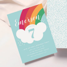 Uitnodiging voor verjaardagsfeest van regenboogwol