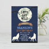 Uitnodiging voor verjaardagsfeest van wilde wolf (Staand voorkant)