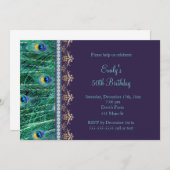 Uitnodiging voor verjaardagsfeest volwassene pauw  (Voorkant / Achterkant)