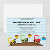 Uitnodiging voor verjaardagsfeest voor bouwvuilnis (Voorkant / Achterkant)