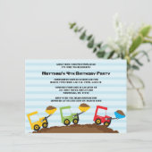 Uitnodiging voor verjaardagsfeest voor bouwvuilnis (Staand voorkant)