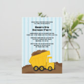 Uitnodiging voor verjaardagsfeest voor bouwvuilnis (Staand voorkant)