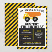 Uitnodiging voor verjaardagsfeest voor de bouw (Voorkant / Achterkant)