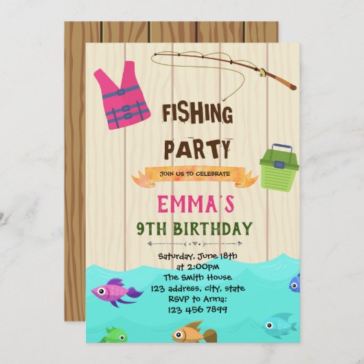 Uitnodiging voor verjaardagsfeest voor Geviste mei (Voorkant / Achterkant)