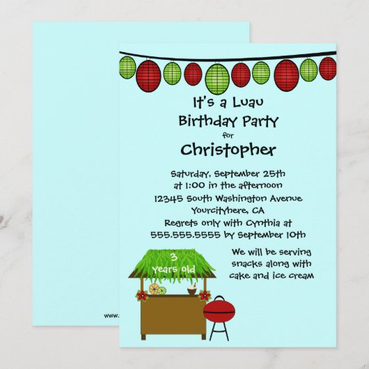 Uitnodiging voor verjaardagsfeest voor jongens van (Voorkant / Achterkant)