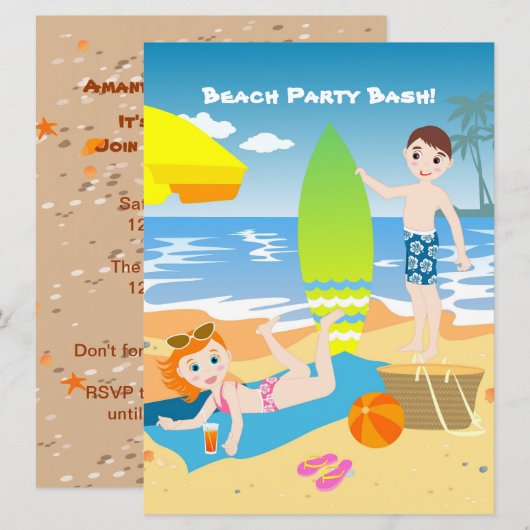 Uitnodiging voor verjaardagsfeest voor kinderen (Voorkant / Achterkant)