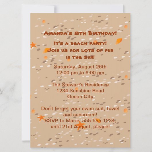 Uitnodiging voor verjaardagsfeest voor kinderen (Achterkant)