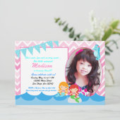 Uitnodiging voor verjaardagsfeest voor kleine Merm (Staand voorkant)