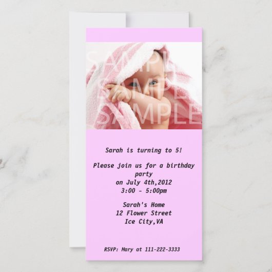 Uitnodiging voor verjaardagsfeest voor meisjes (Voorkant)