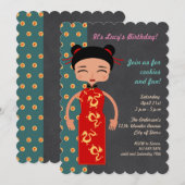 Uitnodiging voor verjaardagsfeest voor meisjes in  (Voorkant / Achterkant)