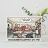 Uitnodiging voor verjaardagsfeest voor senioren (Staand voorkant)
