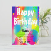 Uitnodiging voor verjaardagsfeestballonnen (Staand voorkant)