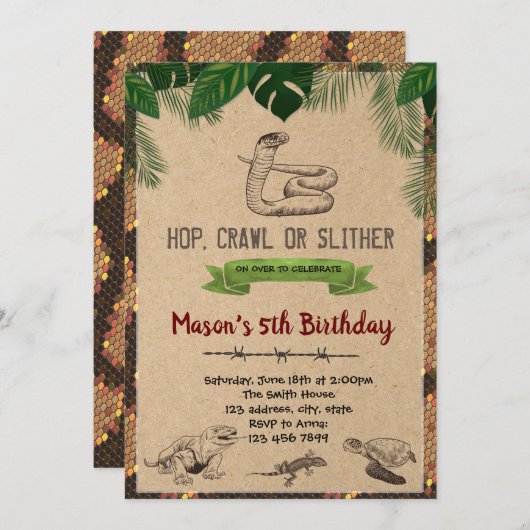  uitnodiging voor verjaardagsfeestdag (Voorkant / Achterkant)