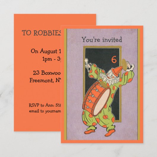  uitnodiging voor verjaardagsfeestdag (Voorkant / Achterkant)