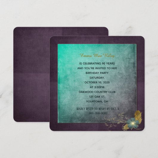 Uitnodiging voor  verjaardagsfeestdag (Voorkant / Achterkant)