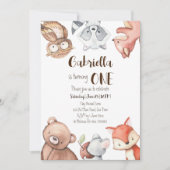 Uitnodiging voor verjaardagsfeestdag bos (Voorkant)