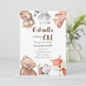 Uitnodiging voor verjaardagsfeestdag bos (Staand voorkant)