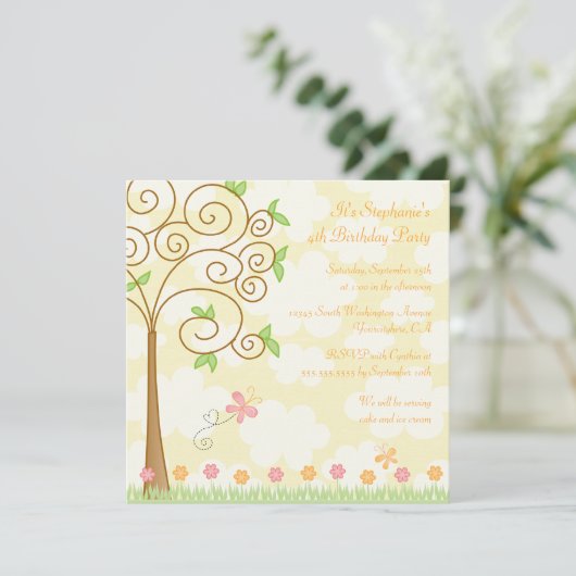 Uitnodiging voor verjaardagsfeestdag in de zoete v (Staand voorkant)