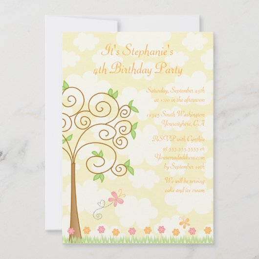 Uitnodiging voor verjaardagsfeestdag in de zoete v (Voorkant)