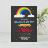 Uitnodiging voor verjaardagsfeestdag in Rainbow (Staand voorkant)