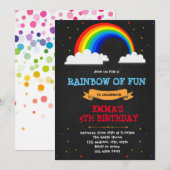 Uitnodiging voor verjaardagsfeestdag in Rainbow (Voorkant / Achterkant)