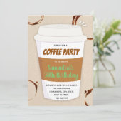 Uitnodiging voor verjaardagsfeestdag koffie (Staand voorkant)