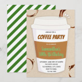 Uitnodiging voor verjaardagsfeestdag koffie (Voorkant / Achterkant)