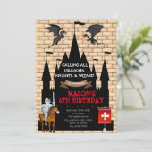 Uitnodiging voor verjaardagsfeestdag van Dragon (Staand voorkant)