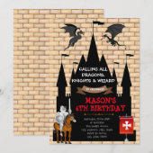 Uitnodiging voor verjaardagsfeestdag van Dragon (Voorkant / Achterkant)