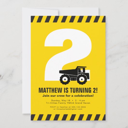 Uitnodiging voor verjaardagsfeestdag voor de bouw (Voorkant)