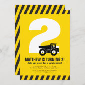 Uitnodiging voor verjaardagsfeestdag voor de bouw (Voorkant / Achterkant)