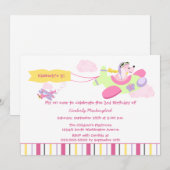 Uitnodiging voor verjaardagsfeestdag voor vliegend (Voorkant / Achterkant)