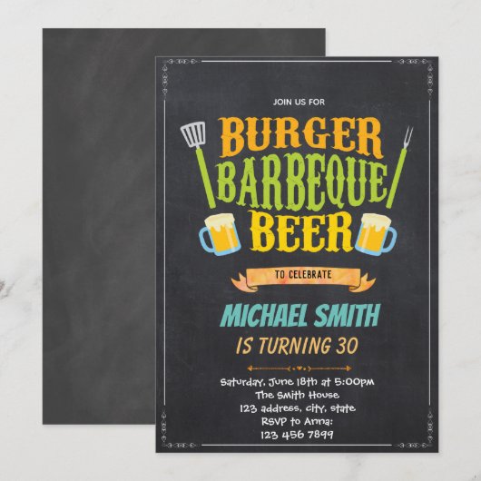 Uitnodiging voor verjaardagsfeestdagen bij Beer en (Voorkant / Achterkant)