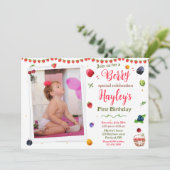 Uitnodiging voor verjaardagsfeestfoto's (Staand voorkant)