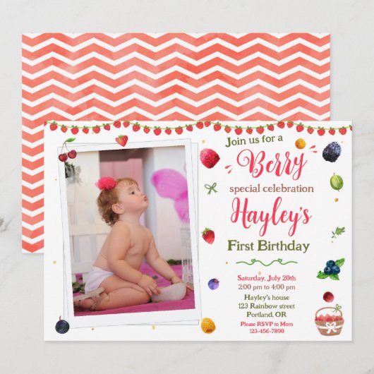 Uitnodiging voor verjaardagsfeestfoto's (Voorkant / Achterkant)