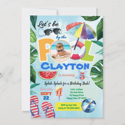 Uitnodiging voor verjaardagsfeestfoto's op elke le (Voorkant)