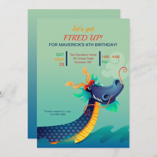 Uitnodiging voor verjaardagsfeestje (Voorkant / Achterkant)