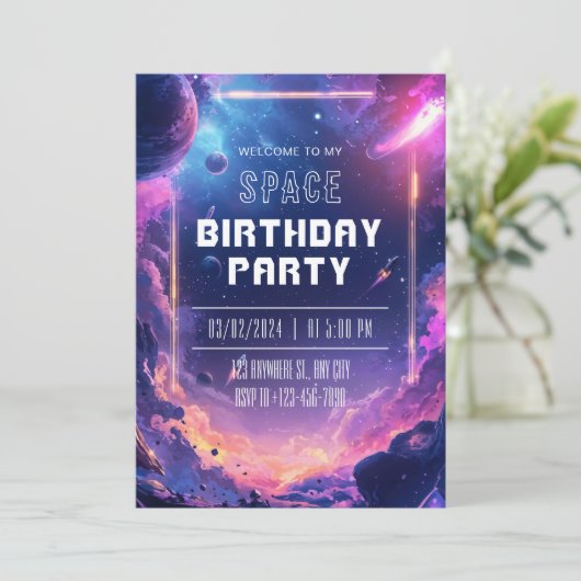 Uitnodiging voor verjaardagsfeestje (Staand voorkant)