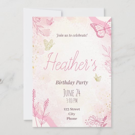 Uitnodiging voor verjaardagsfeestje - Aangepast - (Voorkant)