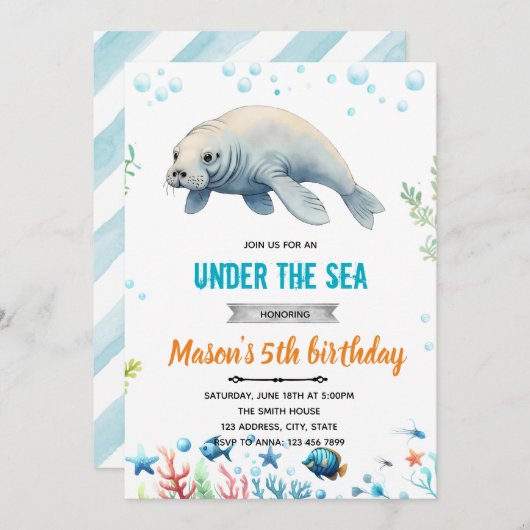 Uitnodiging voor verjaardagsfeestje beheren (Voorkant / Achterkant)