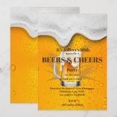 Uitnodiging voor verjaardagsfeestje 'Bier & Cheers (Voorkant / Achterkant)