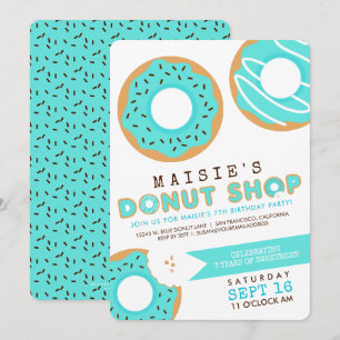 Uitnodiging voor verjaardagsfeestje bij Blue Donut