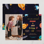 Uitnodiging voor verjaardagsfeestje bij moderne Sp (Voorkant / Achterkant)